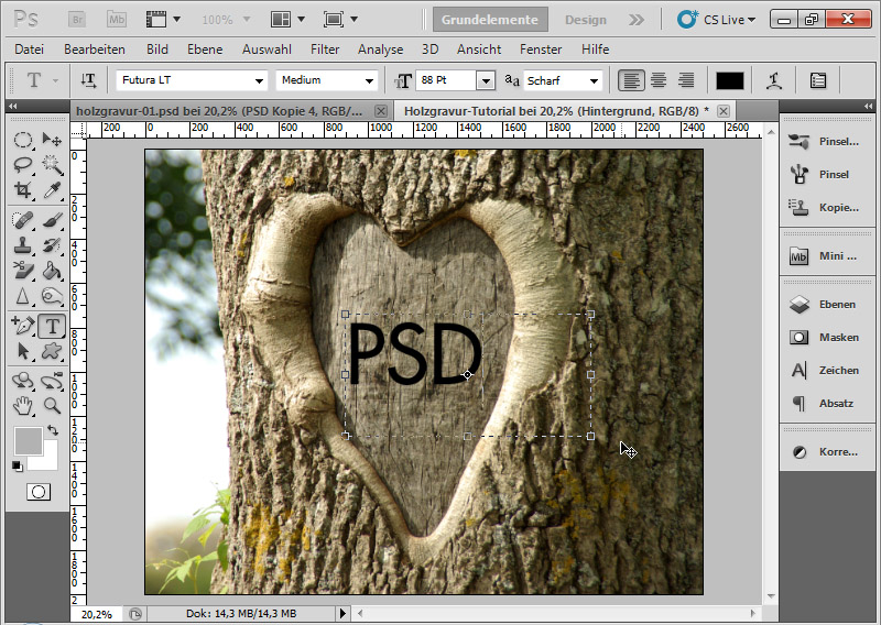 Gravureffekt In Holz Fur Typo Und Layout Photoshoptutorials De