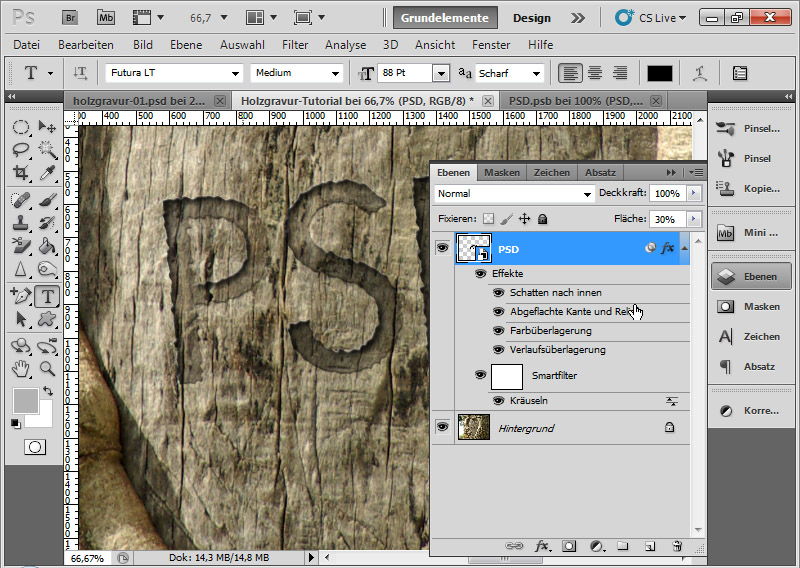 Gravureffekt In Holz Fur Typo Und Layout Photoshoptutorials De