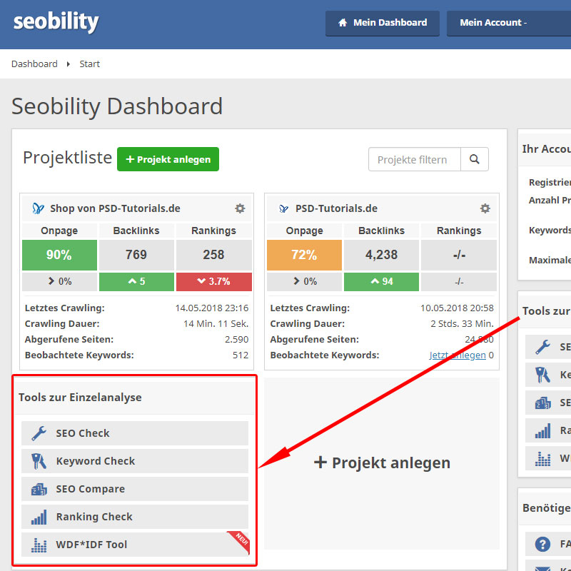 Screenshot Seobility