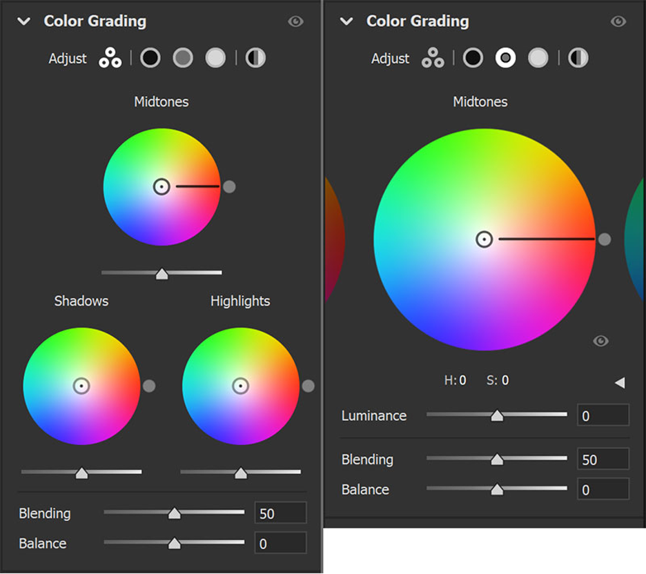 Die neue Color Grading-Funktion in Lightroom. Die neue Color Grading-Funktion in Lightroom.